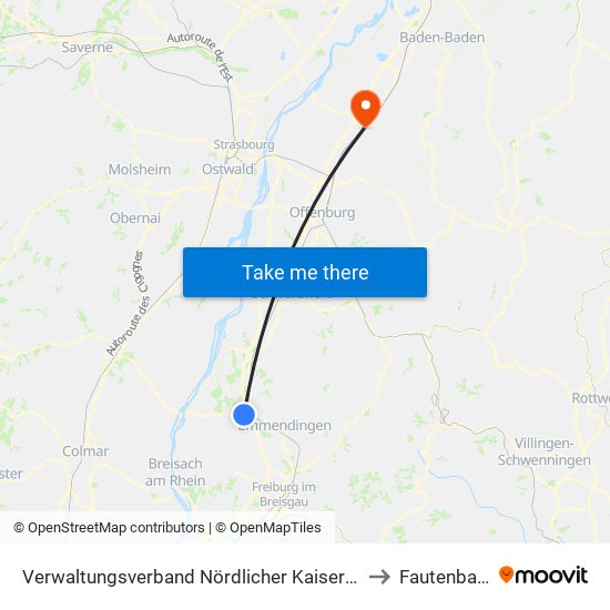 Verwaltungsverband Nördlicher Kaiserstuhl to Fautenbach map