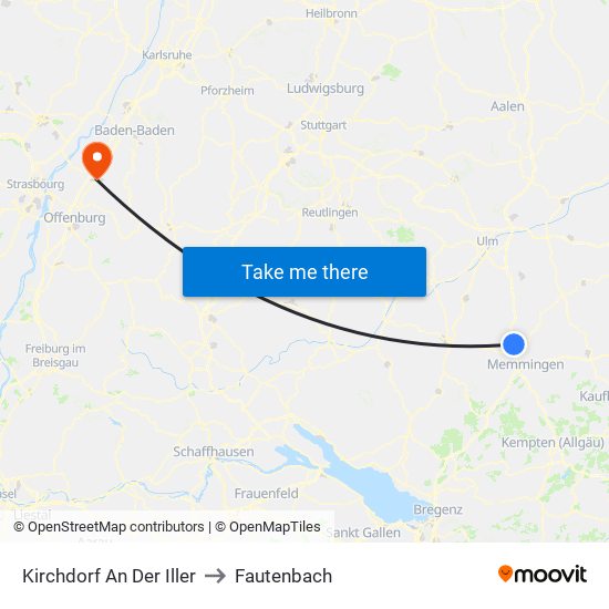 Kirchdorf An Der Iller to Fautenbach map