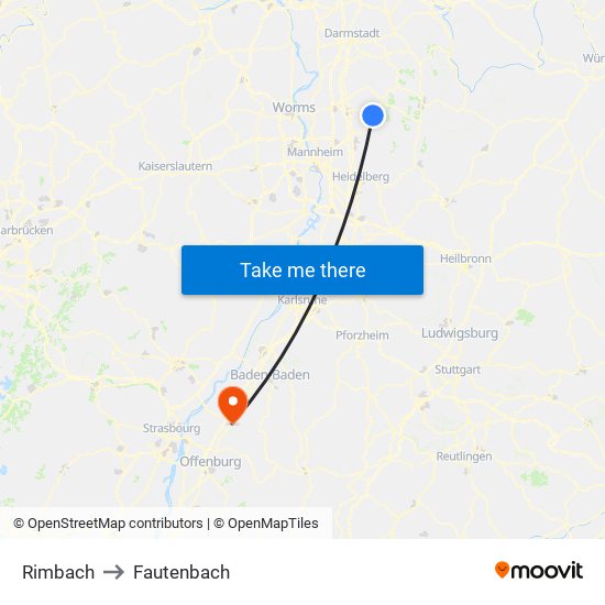 Rimbach to Fautenbach map