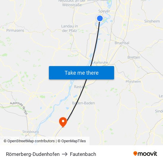 Römerberg-Dudenhofen to Fautenbach map