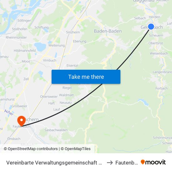 Vereinbarte Verwaltungsgemeinschaft Gernsbach to Fautenbach map