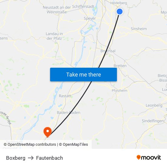 Boxberg to Fautenbach map