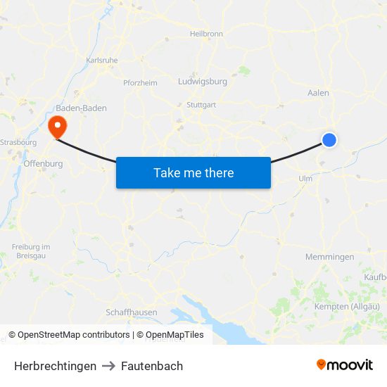 Herbrechtingen to Fautenbach map