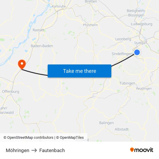 Möhringen to Fautenbach map