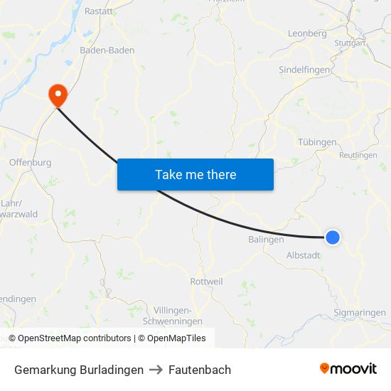 Gemarkung Burladingen to Fautenbach map