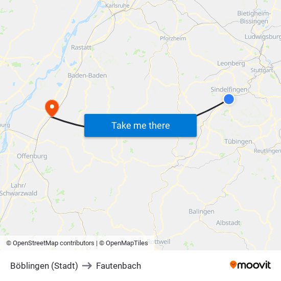 Böblingen (Stadt) to Fautenbach map