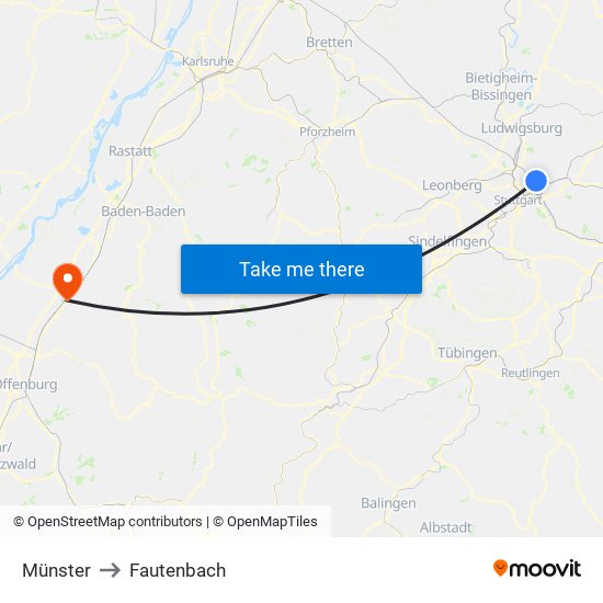 Münster to Fautenbach map