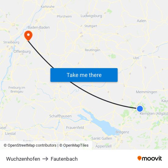 Wuchzenhofen to Fautenbach map