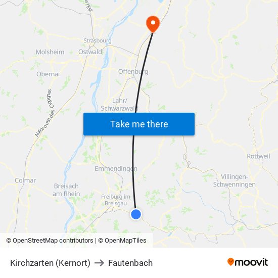 Kirchzarten (Kernort) to Fautenbach map