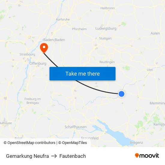 Gemarkung Neufra to Fautenbach map
