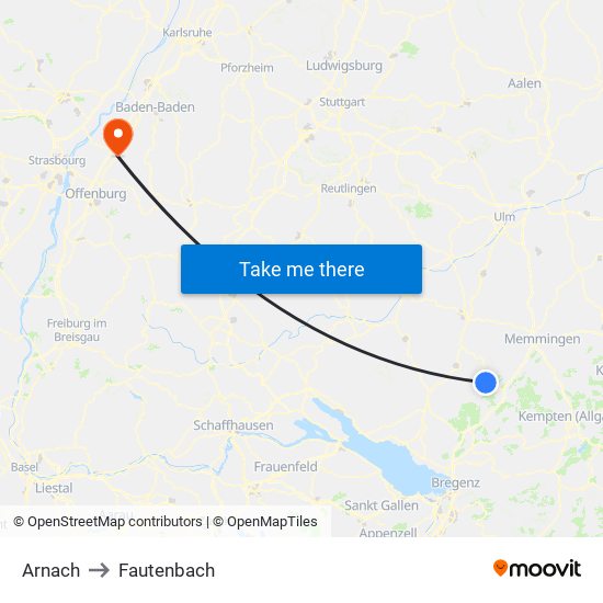 Arnach to Fautenbach map