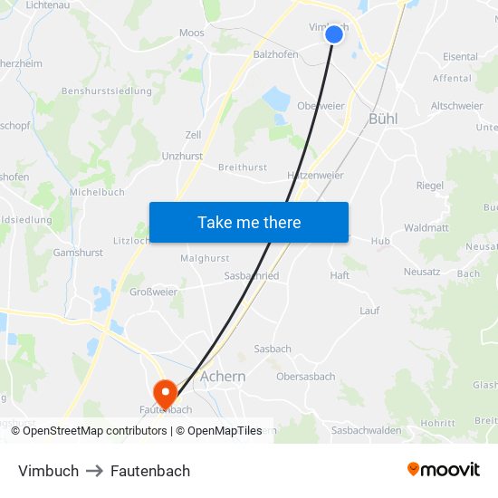 Vimbuch to Fautenbach map