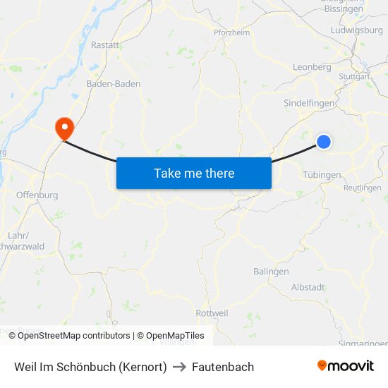 Weil Im Schönbuch (Kernort) to Fautenbach map