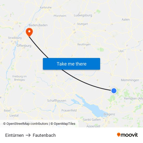 Eintürnen to Fautenbach map