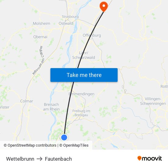 Wettelbrunn to Fautenbach map