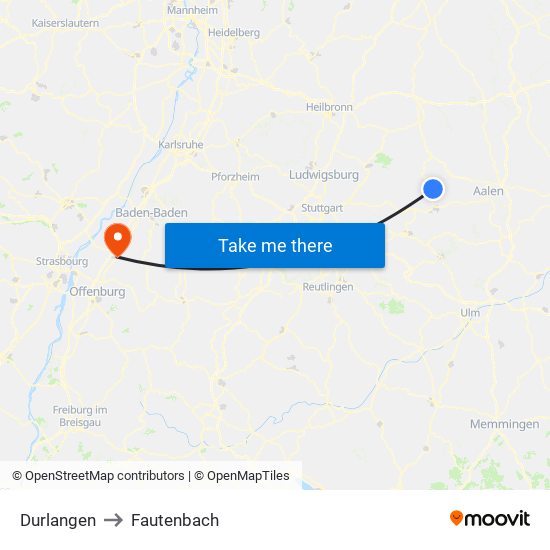 Durlangen to Fautenbach map