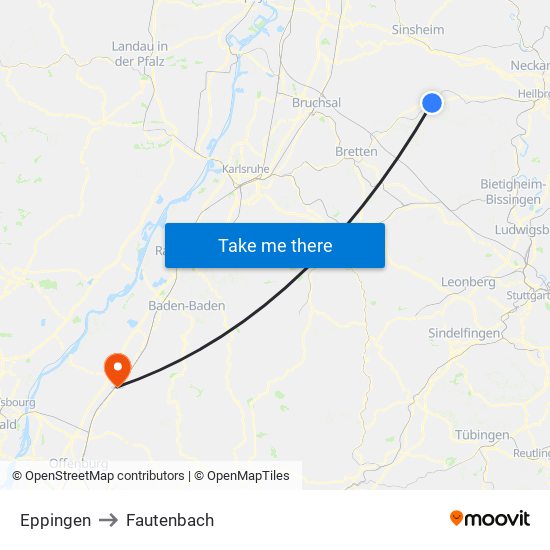 Eppingen to Fautenbach map