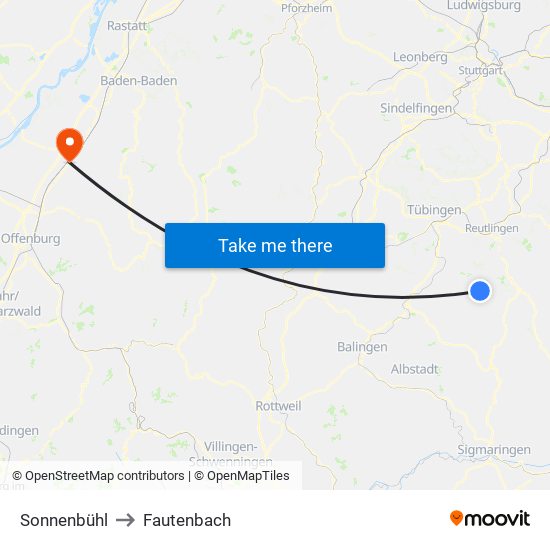 Sonnenbühl to Fautenbach map