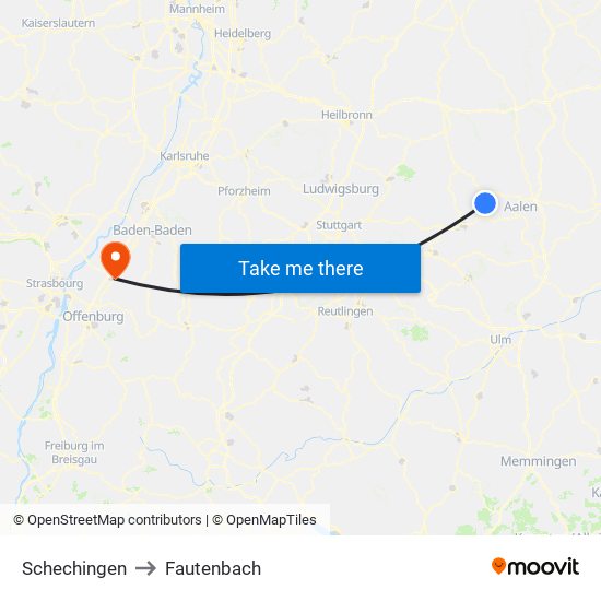 Schechingen to Fautenbach map