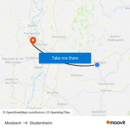 Mosbach to Studernheim map