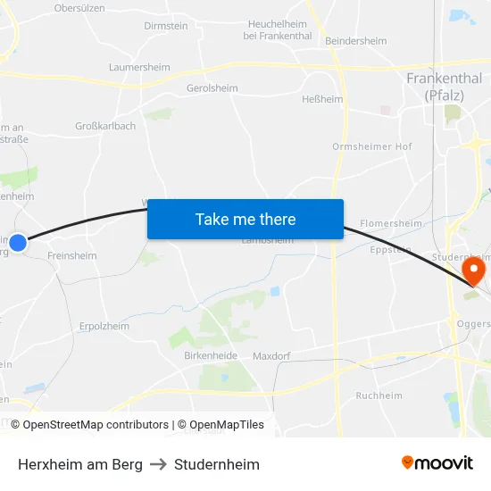 Herxheim am Berg to Studernheim map