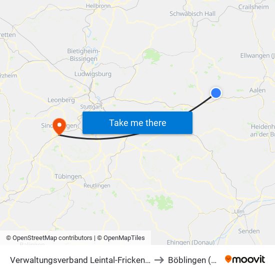 Verwaltungsverband Leintal-Frickenhofer Höhe to Böblingen (Stadt) map