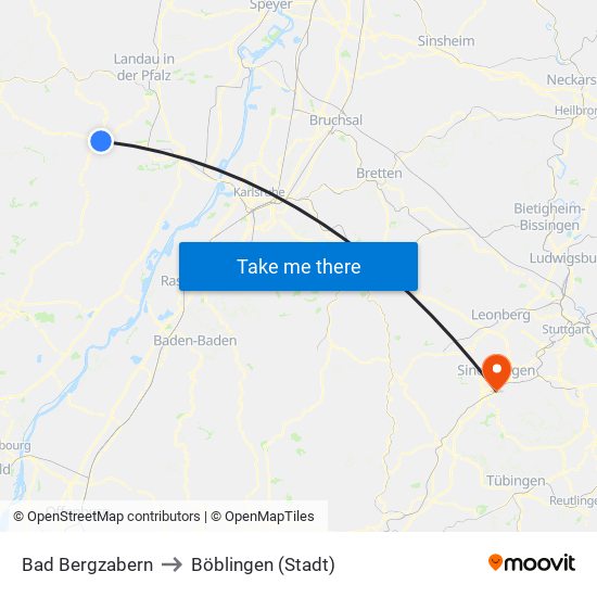 Bad Bergzabern to Böblingen (Stadt) map