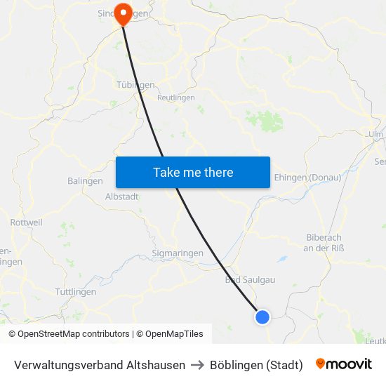 Verwaltungsverband Altshausen to Böblingen (Stadt) map