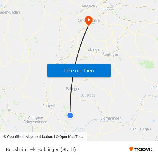 Bubsheim to Böblingen (Stadt) map