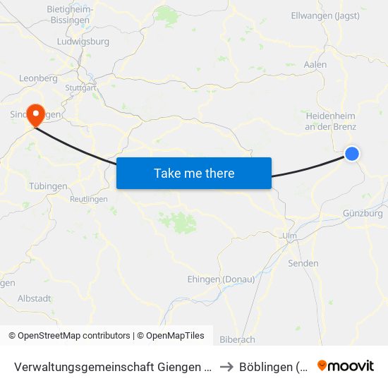 Verwaltungsgemeinschaft Giengen An Der Brenz to Böblingen (Stadt) map