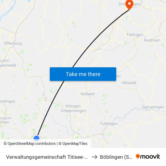 Verwaltungsgemeinschaft Titisee-Neustadt to Böblingen (Stadt) map