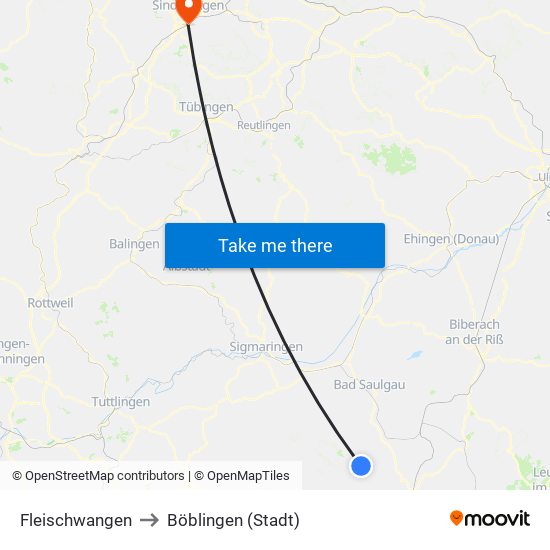 Fleischwangen to Böblingen (Stadt) map