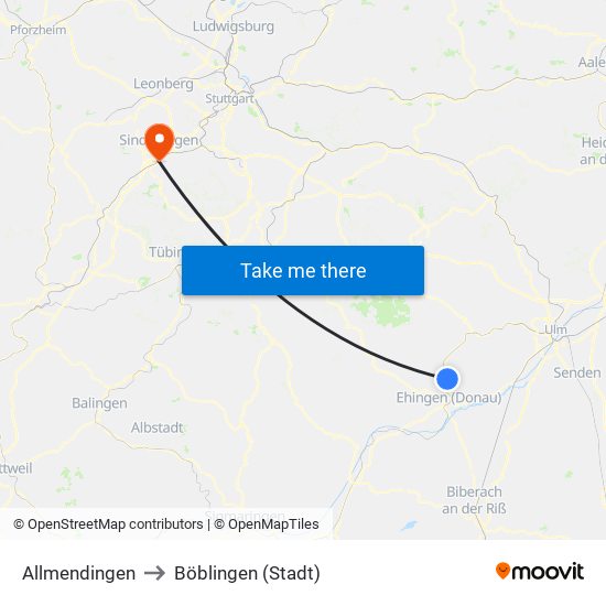 Allmendingen to Böblingen (Stadt) map