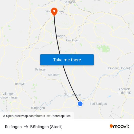 Rulfingen to Böblingen (Stadt) map