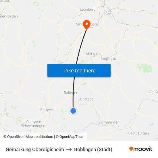 Gemarkung Oberdigisheim to Böblingen (Stadt) map