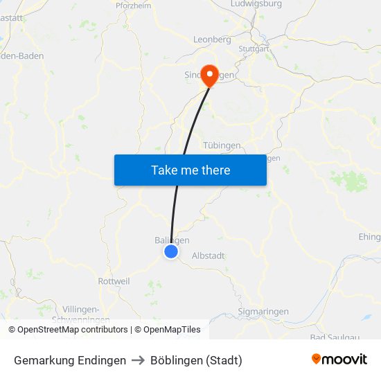 Gemarkung Endingen to Böblingen (Stadt) map