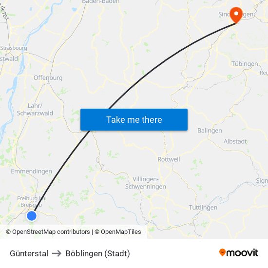 Günterstal to Böblingen (Stadt) map