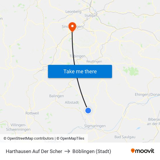 Harthausen Auf Der Scher to Böblingen (Stadt) map