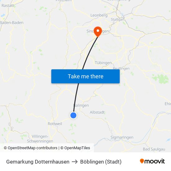 Gemarkung Dotternhausen to Böblingen (Stadt) map