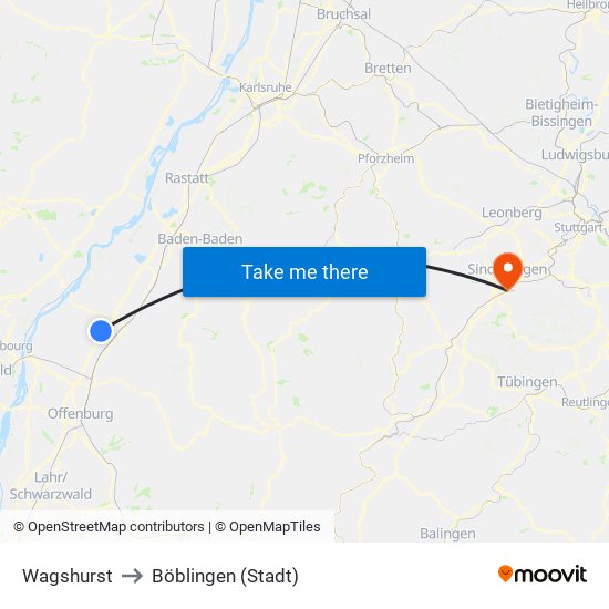 Wagshurst to Böblingen (Stadt) map