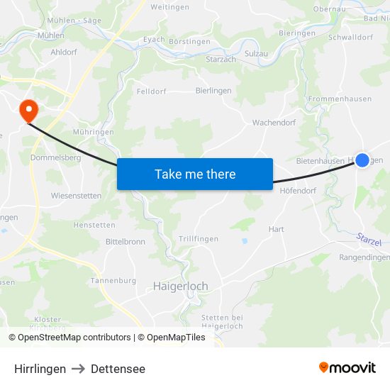 Hirrlingen to Dettensee map