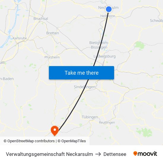 Verwaltungsgemeinschaft Neckarsulm to Dettensee map