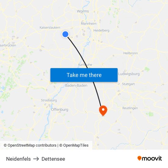 Neidenfels to Dettensee map