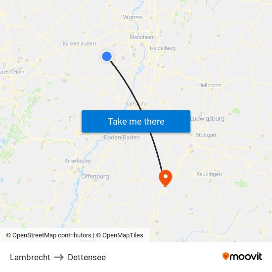 Lambrecht to Dettensee map