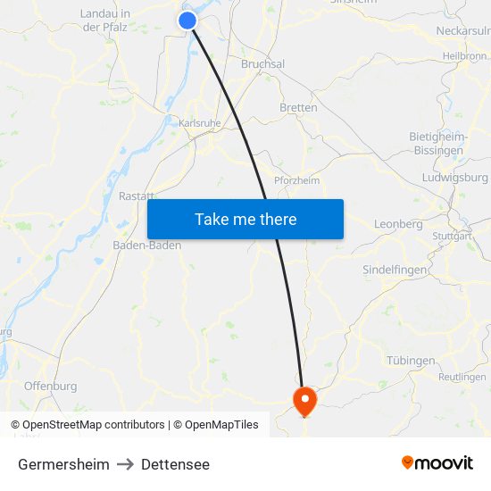 Germersheim to Dettensee map