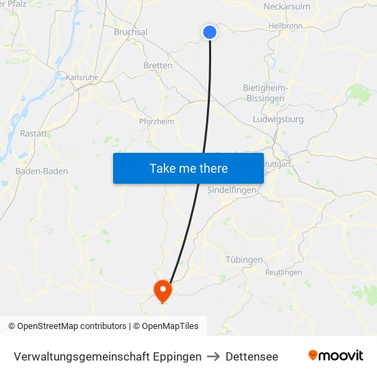 Verwaltungsgemeinschaft Eppingen to Dettensee map
