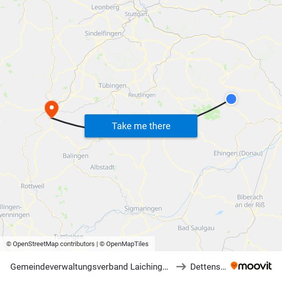 Gemeindeverwaltungsverband Laichinger Alb to Dettensee map