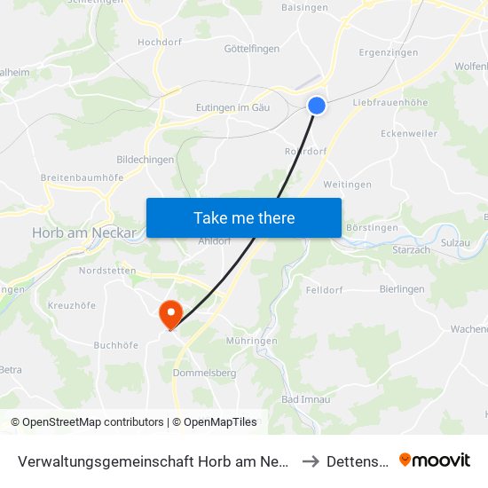Verwaltungsgemeinschaft Horb am Neckar to Dettensee map