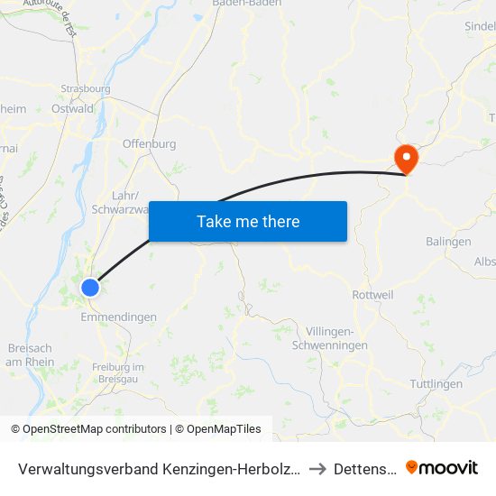 Verwaltungsverband Kenzingen-Herbolzheim to Dettensee map