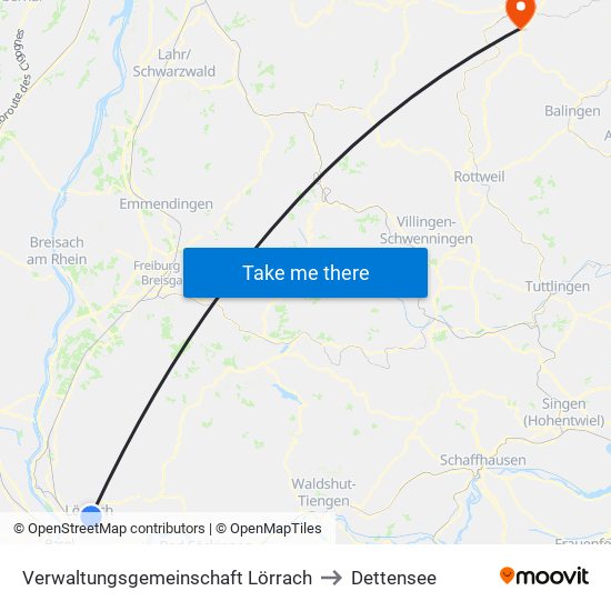 Verwaltungsgemeinschaft Lörrach to Dettensee map